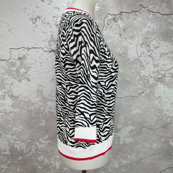 Edinburgh Knitwear Zebra Print Crewneck Cotton Sweater S NWT - Picture 5 of 11